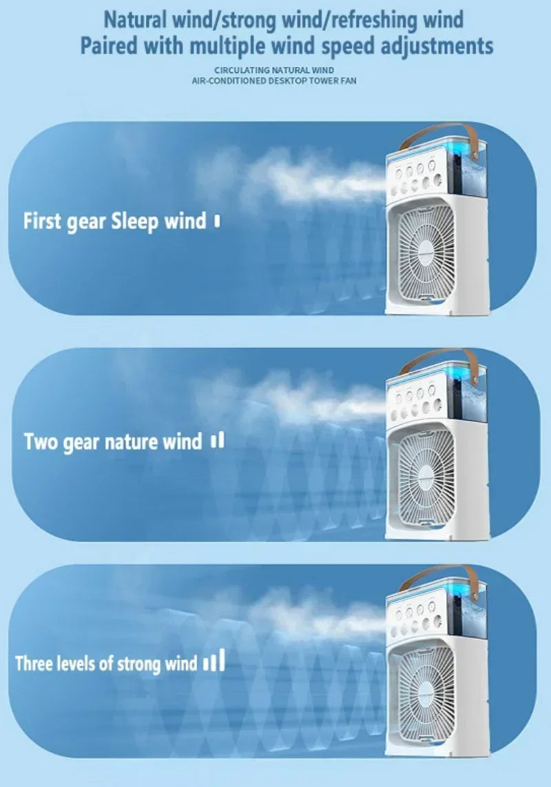 3-in-1 Mini USB Air Cooler, Humidifier & LED Night Light