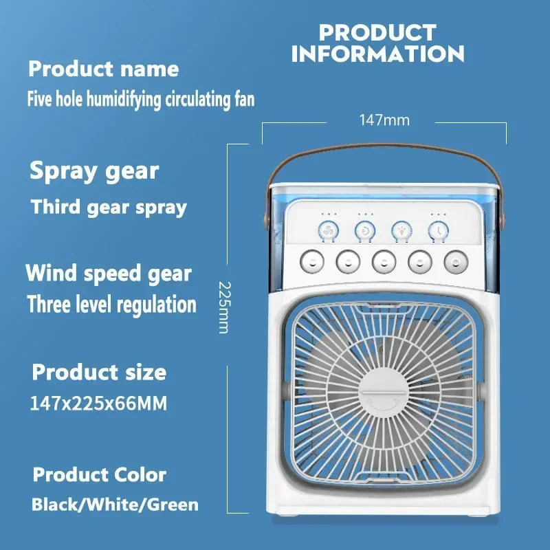 3-in-1 Mini USB Air Cooler, Humidifier & LED Night Light