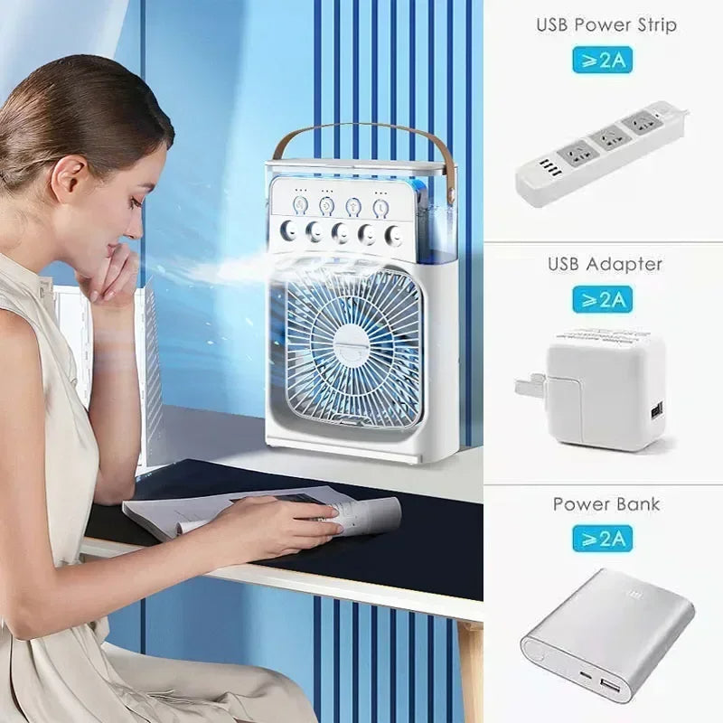 3-in-1 Mini USB Air Cooler, Humidifier & LED Night Light