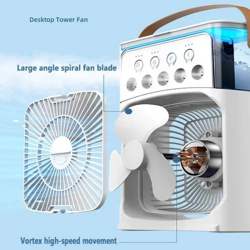 3-in-1 Mini USB Air Cooler, Humidifier & LED Night Light