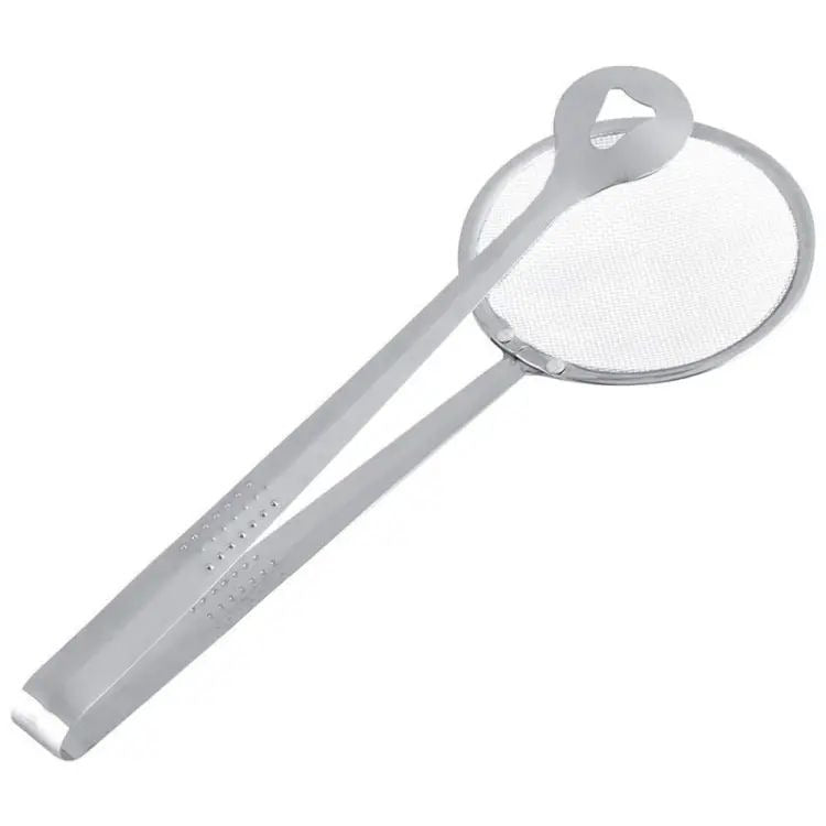 Stainless Steel Frying Strainer Tong – Clip-On Oil Filter Spoon for BBQ & Kitchen Frying, High-Quality Mesh Colander Tool
