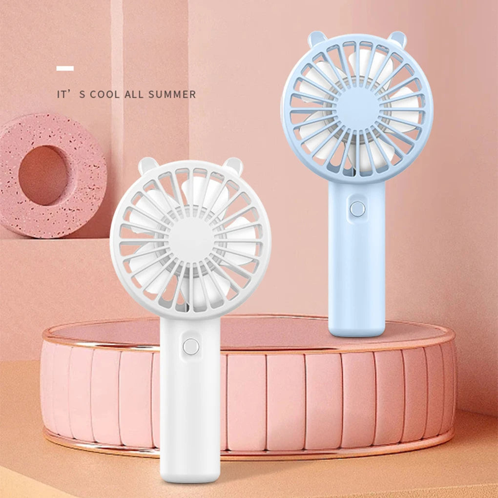 Mini Handheld USB Fan – Rechargeable with Desk Base & Lanyard