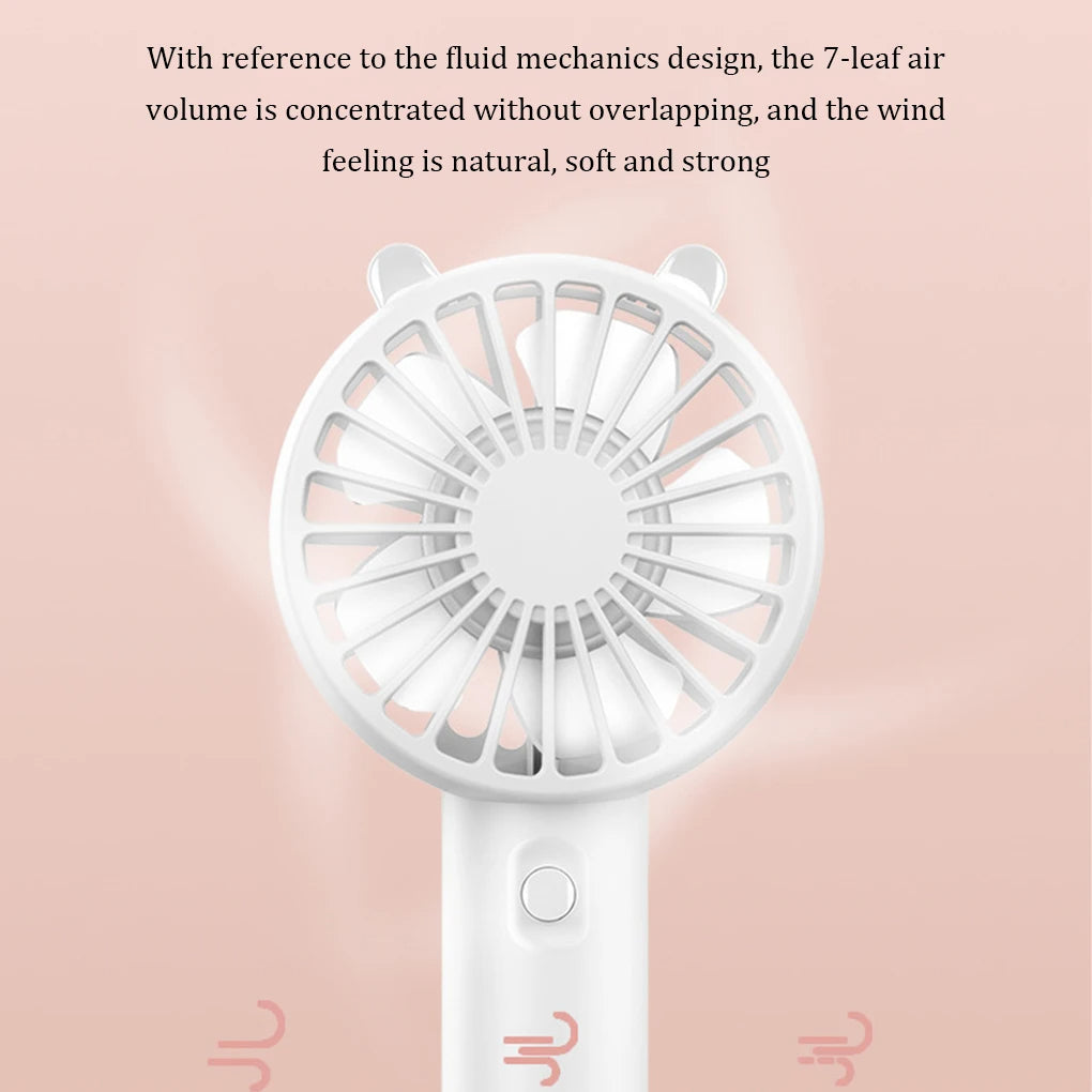 Mini Handheld USB Fan – Rechargeable with Desk Base & Lanyard