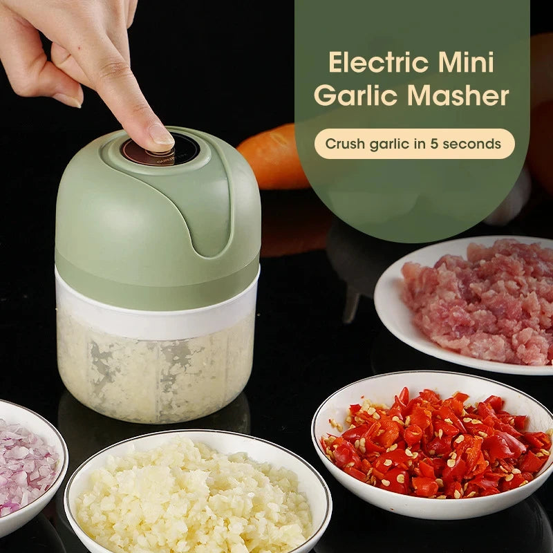 Electric Garlic Masher – USB Rechargeable Mini Food Chopper (250ml)