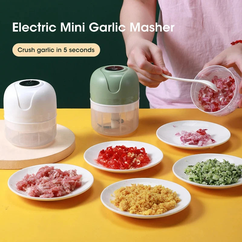 Electric Garlic Masher – USB Rechargeable Mini Food Chopper (250ml)