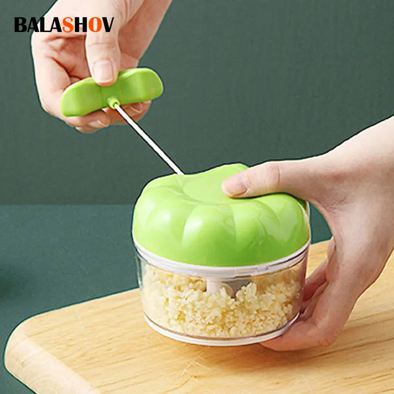 Manual Mini Food Chopper – Garlic Grinder & Vegetable Cutter (Hand Pull)