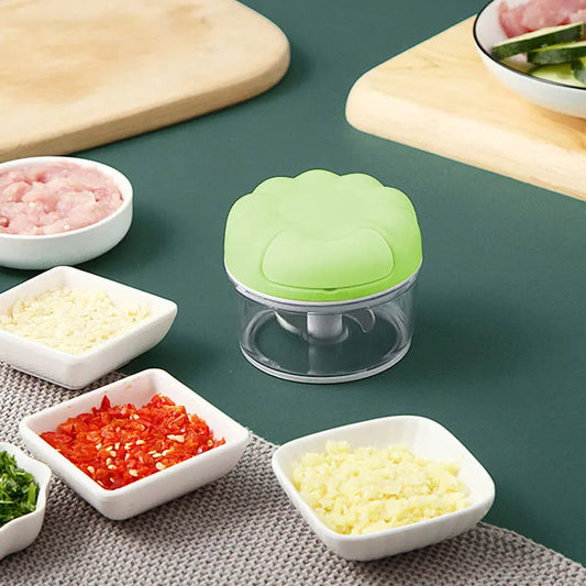 Manual Mini Food Chopper – Garlic Grinder & Vegetable Cutter (Hand Pull)