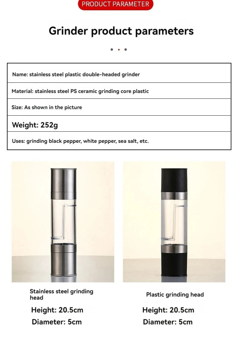 2-in-1 Salt & Pepper Grinder – Manual Stainless Steel Spice Mill