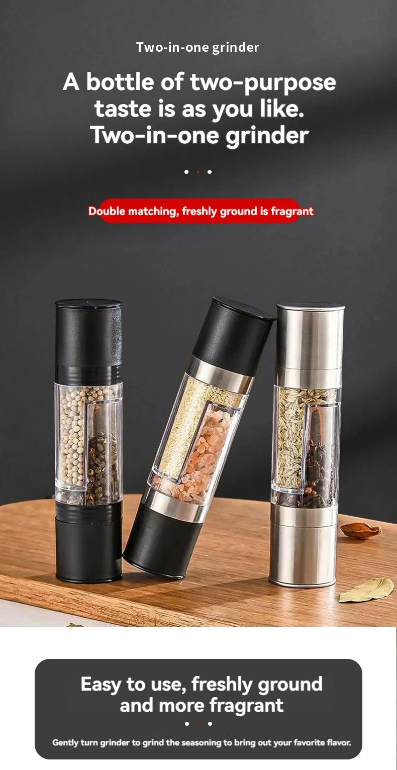2-in-1 Salt & Pepper Grinder – Manual Stainless Steel Spice Mill