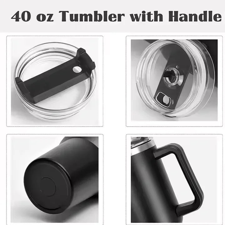 40oz Vacuum Insulated Tumbler – Stainless Steel Travel Mug with Handle