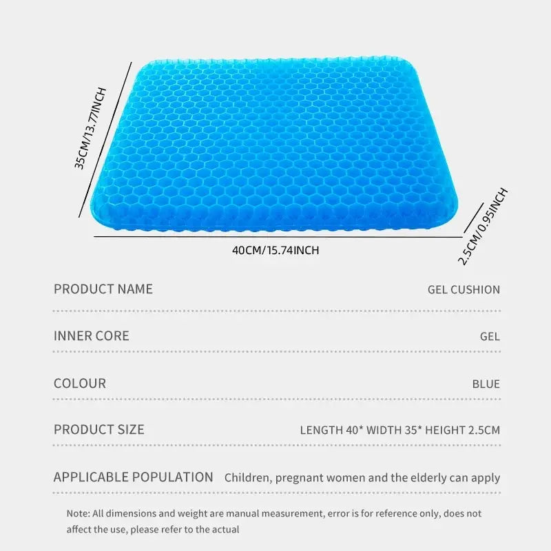 Gel Seat Cushion – Honeycomb Design for Back & Tailbone Pain Relief
