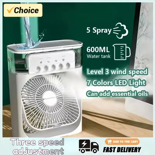 3-in-1 Mini USB Air Cooler, Humidifier & LED Night Light