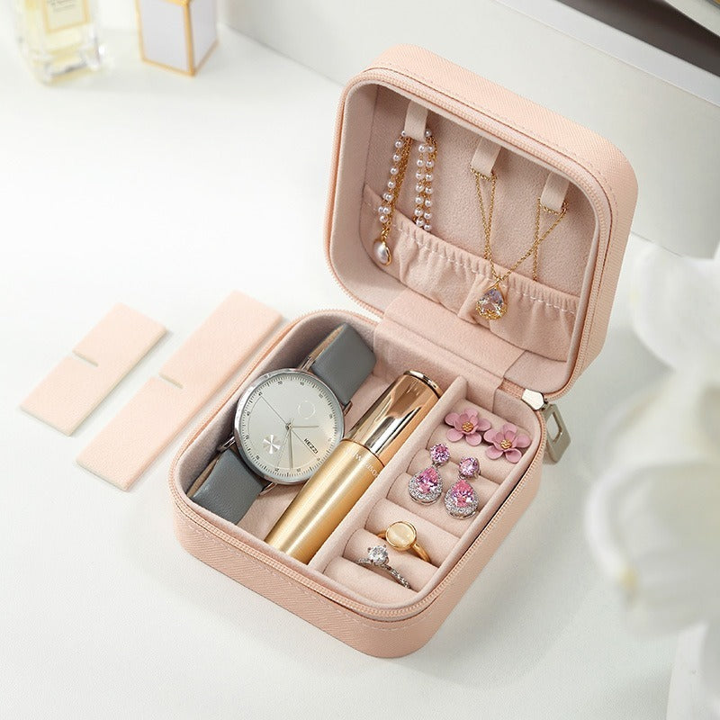 Travel Jewellery Organiser Box – Portable Leather Case for Earrings, Rings, Necklaces & Hair Accessories